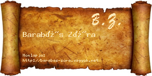 Barabás Zóra névjegykártya